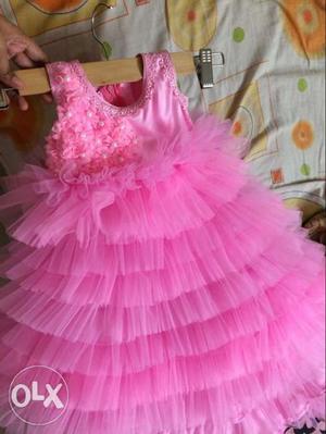 Pink color layered frock for 1-3years girls.visit