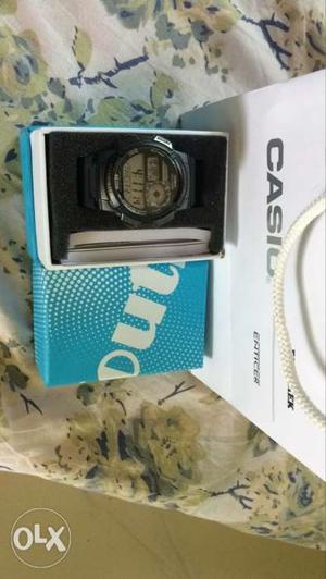 Round Black Casio Digital Watch With Box