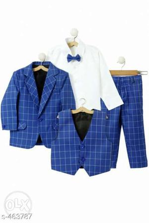 Toddler's Blue And White Plaid Coat