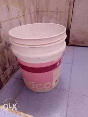 White And Pink Plastic Bucket