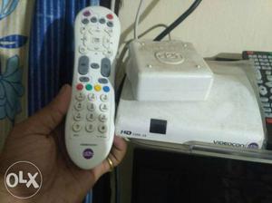 White Videocon hd Set-top Box With Remote and Sony LCD