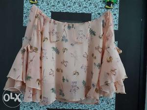 Women's pink and peach floral top