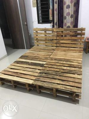 Wooden abstract double bed