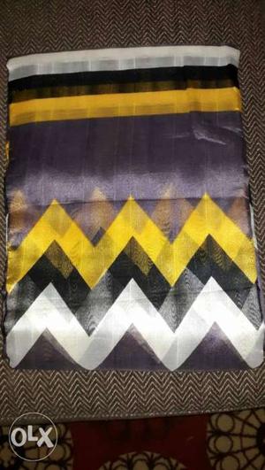 Yellow, Black, And Gray Chevron Textile