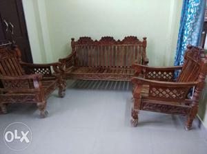 3 seater sofa and two single seater sofa made of