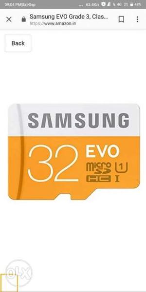 32 GB Samsung Evo MicroSD Card Screenshot