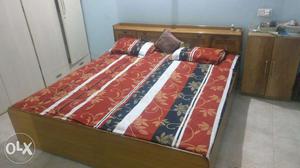Double bed with under storage and headboard