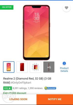 Oppo Real me 2 seal packed 3Gb Ram 32Gb rom Red