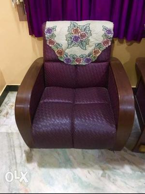 Purple And Gray Fabric Sofa Chair