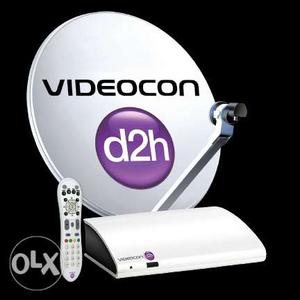 Videocon D2H HD set top box + dish + optic fibre