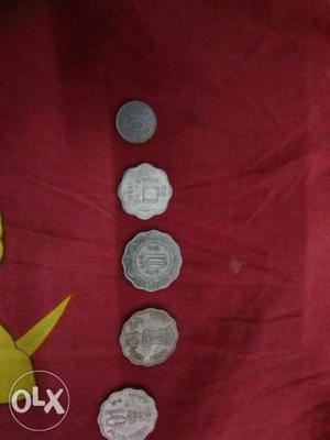 5 different types coin of 10 paisa