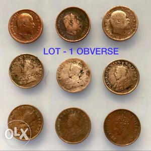 British India Coins Rs: 300 Per lot of 9 Coins.