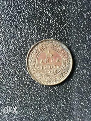  Bronze-colored 1/12 Indian Anna Coin