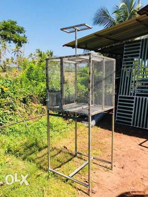 Gray Metal Elevated Pet Cage