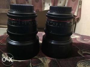 Two Black Canon DSLR Camera Lens