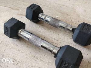 Two Silver-and-black Dumbbells