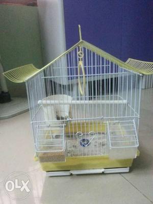 White And Yellow Wire Birdcage