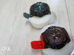 Black And Red Digital Watch