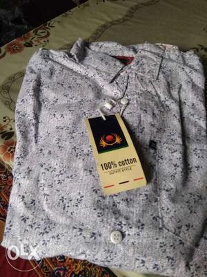 Grey And Black Floral Polo Shirt