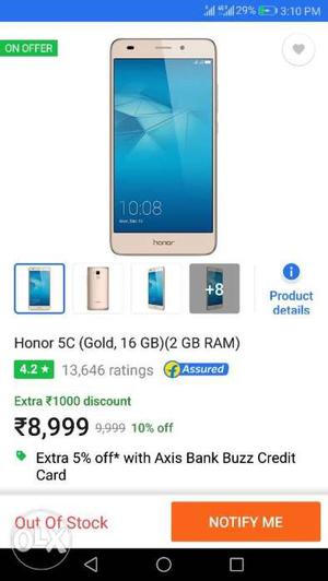 Honor 5C, Excellent condition,2gb ram, 16gb rom