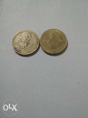 Old 5 rupee coins of tagore ji and swami