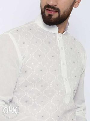 Raymond Ethnic white Embroidered kurta pyjama set size XXL 1