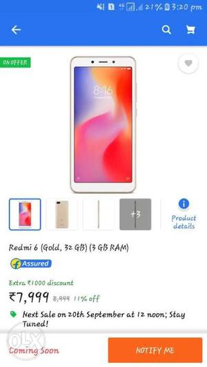 Redmi 6 available new sealed pack
