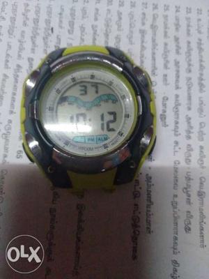 Round Black And Gray Digital Watch