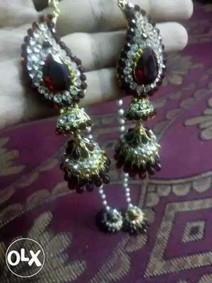 Silver Gold new earring double jhumka neat