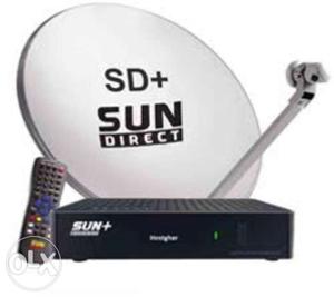 Sun Direct Set-top Box With Parabolic Antenna And Remote