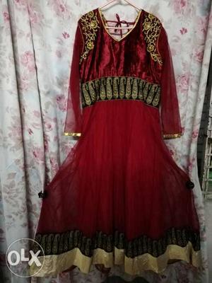 Velvet and net floortouch anarkali suit only 