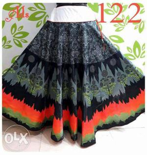 Women's Black And Multicolored Skirt