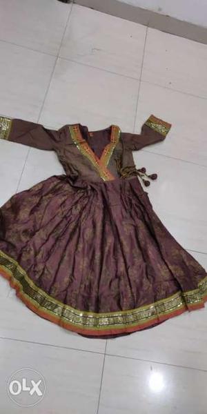 Women's Brown And Green Dress