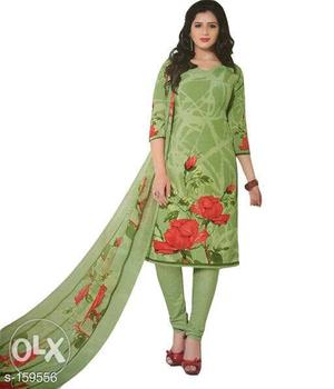 Women's Green Floral Salwar Dress