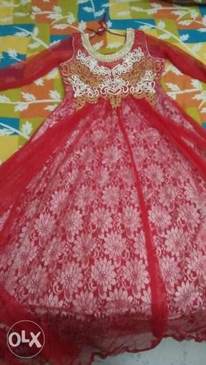 Women's Red And White Bridal Long Sleeve Gown (brand new)