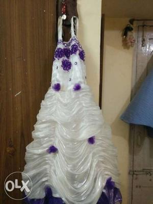 Women's White Spaghetti Strap Wedding Gown