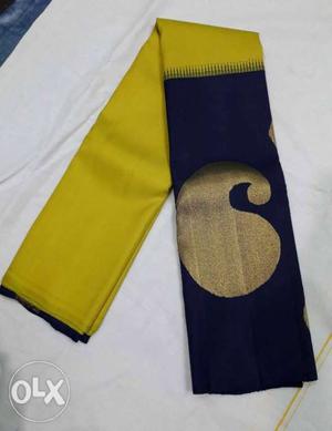 Yellow, Blue, And Beige Print Scarf