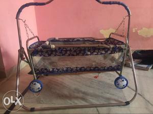 Baby's Blue And Silver Cradle'n Swing