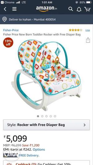 Baby's White And Teal Bouncer