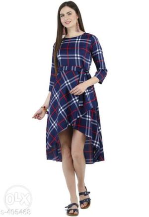 Blue And Black Plaid Dress