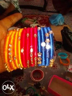 Blue And Red Beaded Bracelets