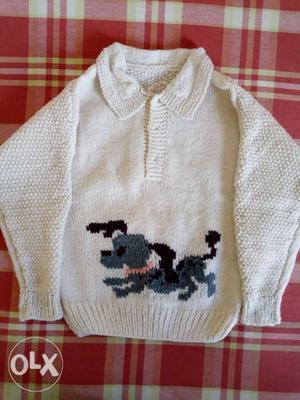 Hand wooven pullover for about ten years old