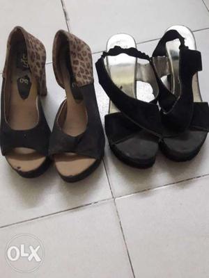 Pair Of Black Open-toe Ankle Strap Heels