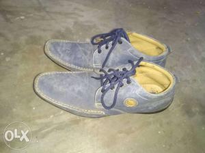 Pair Of Gray-and-yellow Boat Shoes