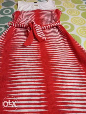 Red And White Stripe Sleeveless Dress