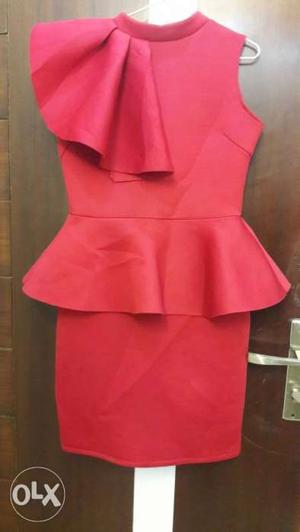 Red colour dress Lycra fabric free size