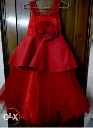 Red long frock of Jingle Bells.. age group 4-6yrs