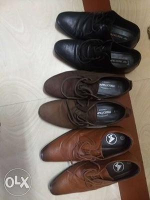 Three Pairs Of Brown Leather Shoes