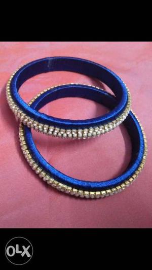 Two Blue-and-brown Bangle Bracelets