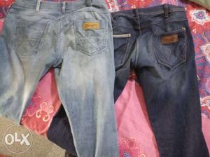 Two brand new one month old Wrangler Jeans. 34